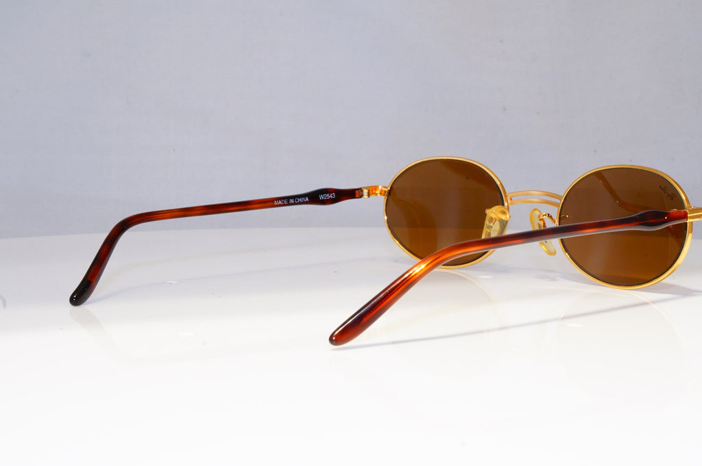 RAY-BAN Mens Womens Vintage 1990 Designer Sunglasses Gold Oval W2543 BRN 20317