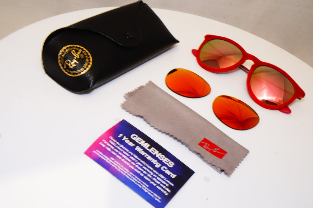 RAY-BAN Womens Mirror Designer Sunglasses Red VELVET ERIKA RB 4121 6076/6Q 16574