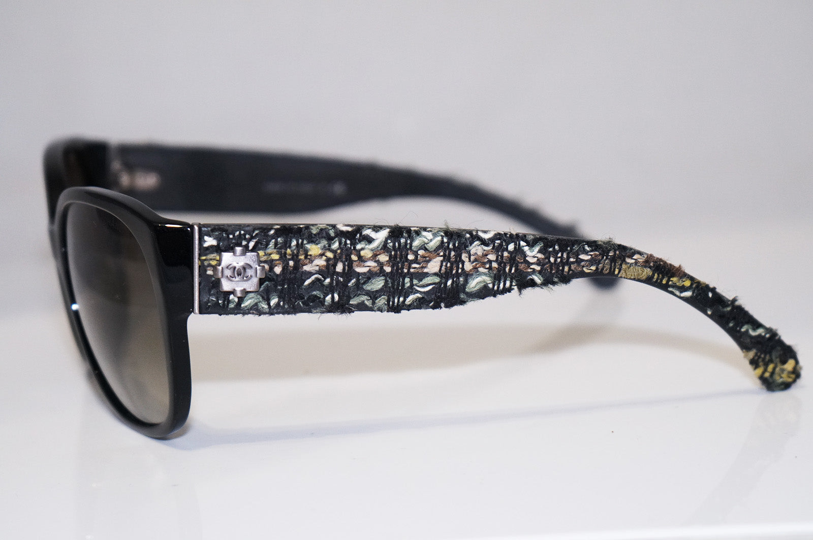 Auténticas gafas de sol CHANEL 5242-A tweed negro Coco mujer hombre