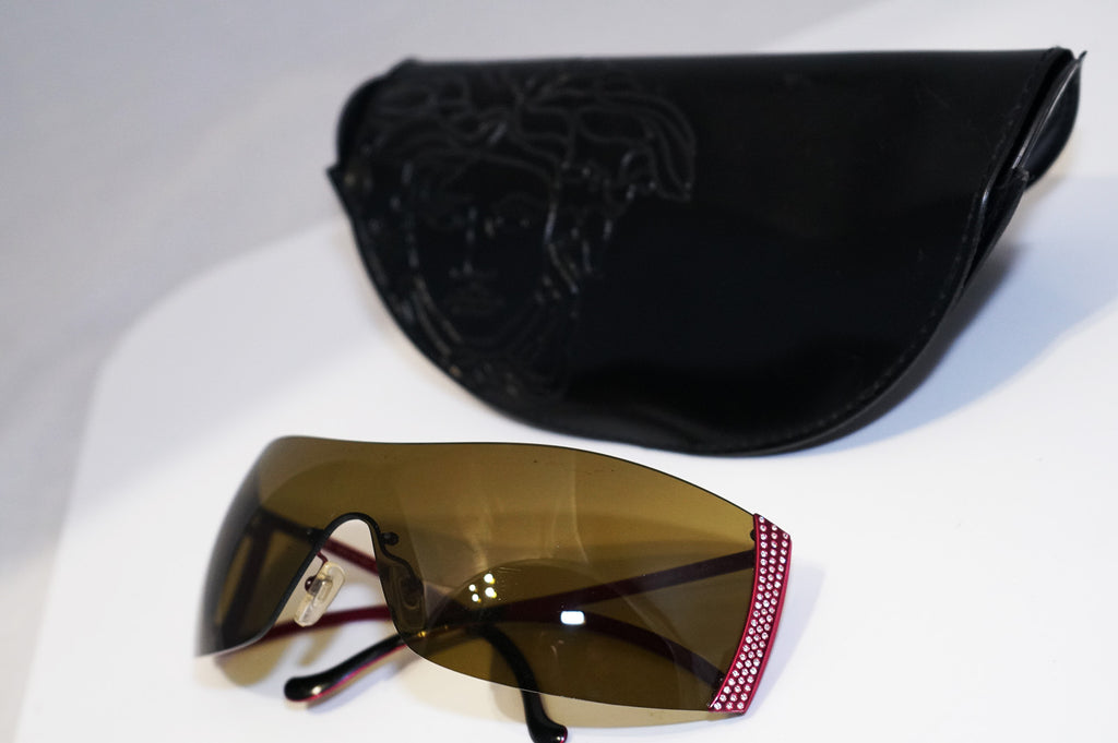 VERSACE Womens Designer Crystal Sunglasses Red Shield MOD 2034 1108 73 13536