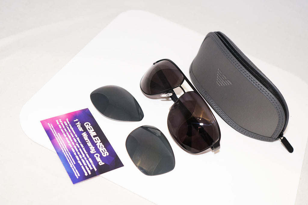 EMPORIO ARMANI Mens Designer Sunglasses Black Aviator EA 2025 2001 S1 14536