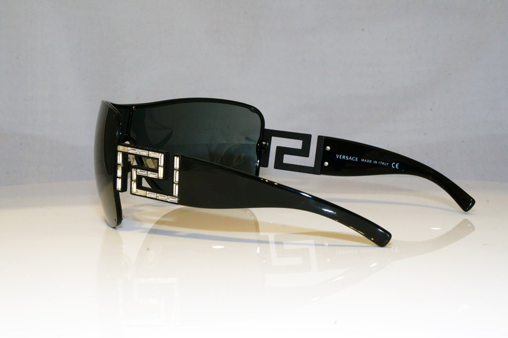 VERSACE Womens Diamante Designer Sunglasses Black Shield 2072-B 1009/87 17178