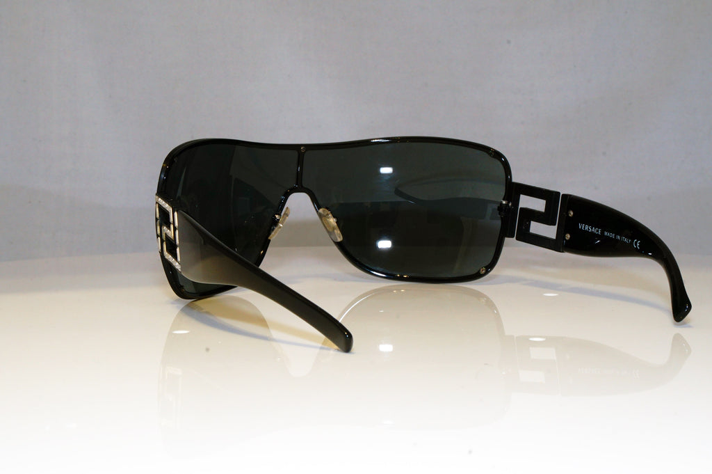 VERSACE Womens Diamante Designer Sunglasses Black Shield 2072-B 1009/87 17178