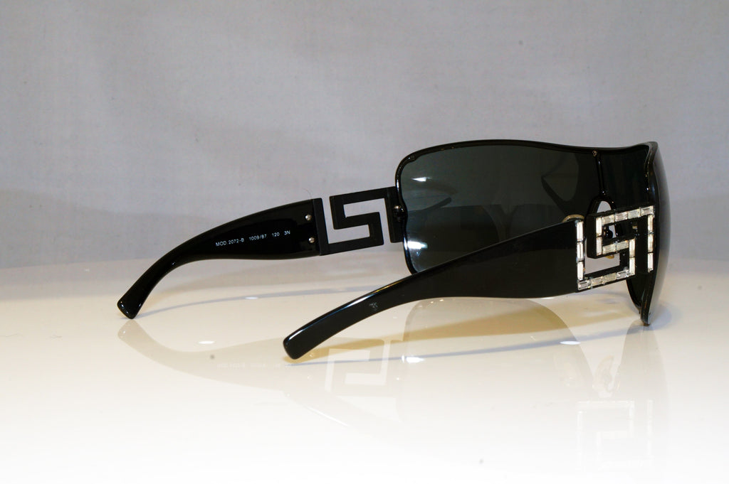 VERSACE Womens Diamante Designer Sunglasses Black Shield 2072-B 1009/87 17178