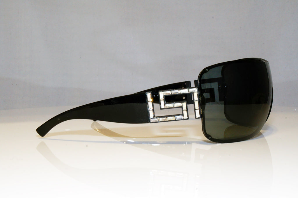 VERSACE Womens Diamante Designer Sunglasses Black Shield 2072-B 1009/87 17178