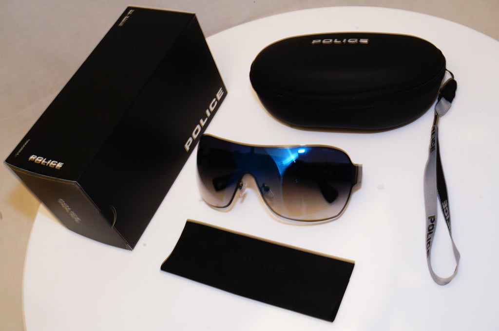 POLICE Mens Designer Sunglasses Black Shield HERO S8765 568X 18188