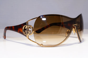 GUCCI Womens Oversized Designer Sunglasses Brown Shield GG 2802 OVC2K 20255