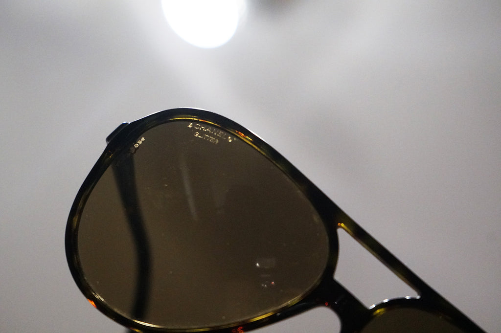 CHANEL Womens Mens Glitter Designer Sunglasses Brown Aviator 5206 C714 4P 14495