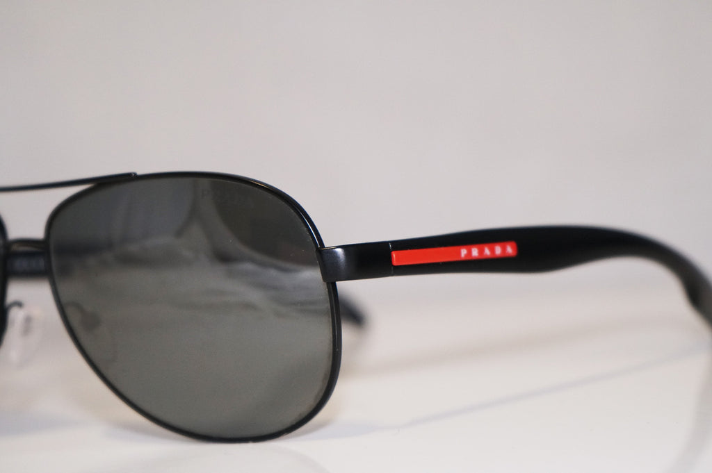 PRADA Mens Designer Mirror Flash Sunglasses Black Aviator SPS 53P 1BO-7W1 14566