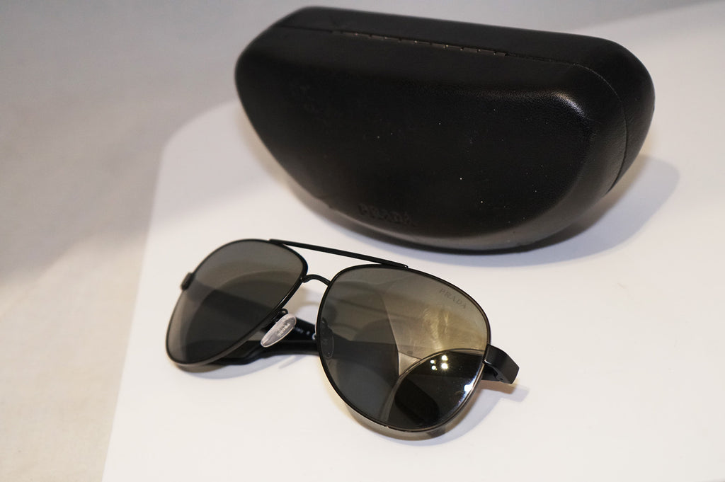 PRADA Mens Designer Mirror Flash Sunglasses Black Aviator SPS 53P 1BO-7W1 14566