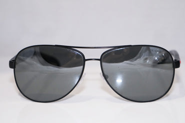 PRADA Mens Designer Mirror Flash Sunglasses Black Aviator SPS 53P 1BO-7W1 14566