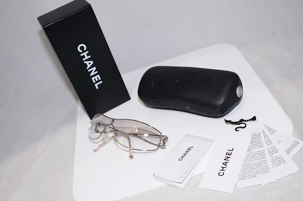 CHANEL Boxed Womens Designer Crystal Sunglasses Silver Shield 4013 C124 6I 14499