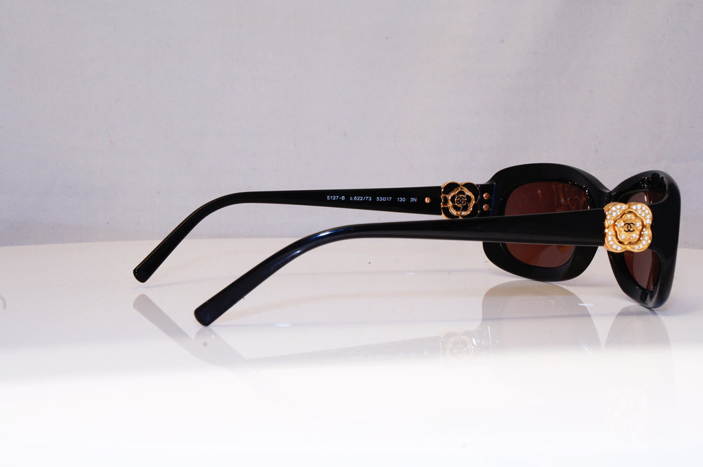 CHANEL Womens Diamante Designer Sunglasses Black Rectangle 5127-B 622/73 18163
