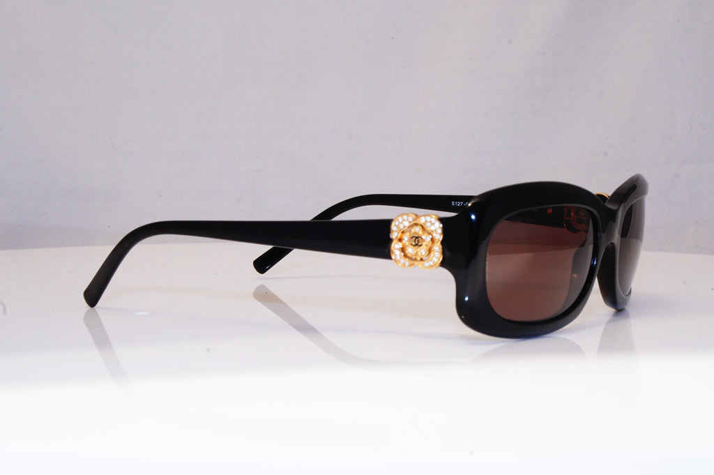 CHANEL Womens Diamante Designer Sunglasses Black Rectangle 5127-B 622/73 18163