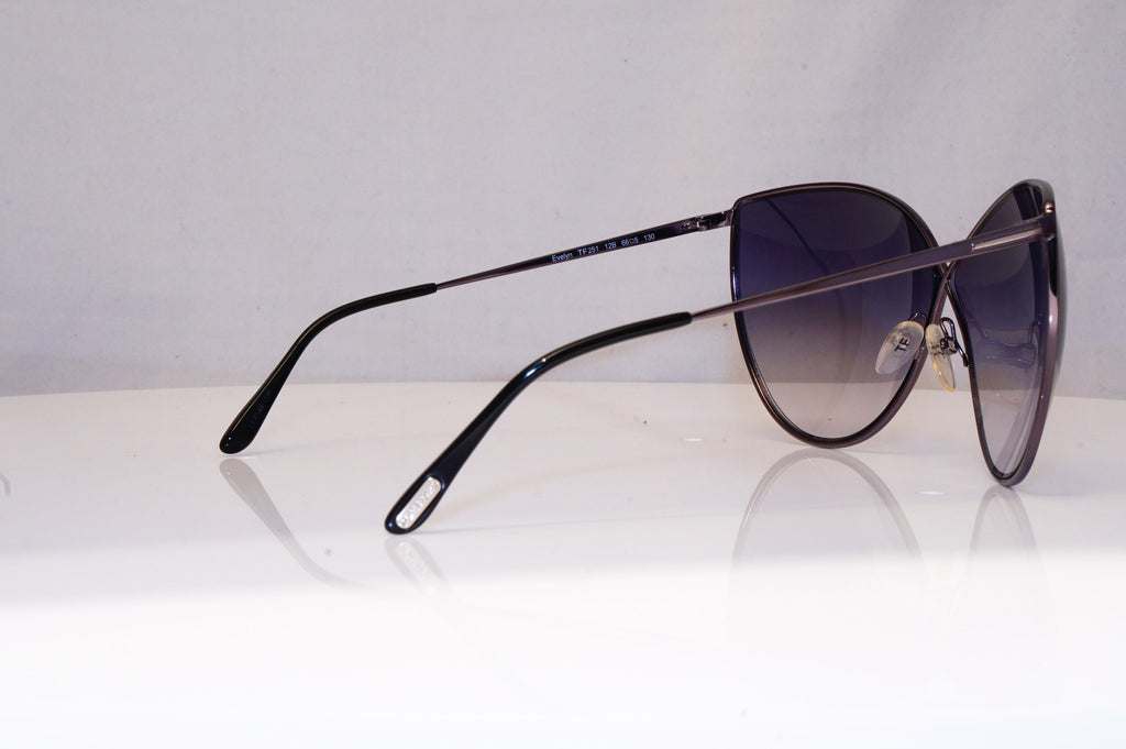 TOM FORD Womens Designer Sunglasses Silver Cat Eye Evelyn TF251 12B 18153