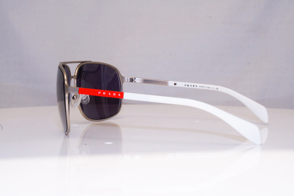PRADA Mens Chrome Designer Sunglasses White Aviator SPS 540 1AP-7W1 17950