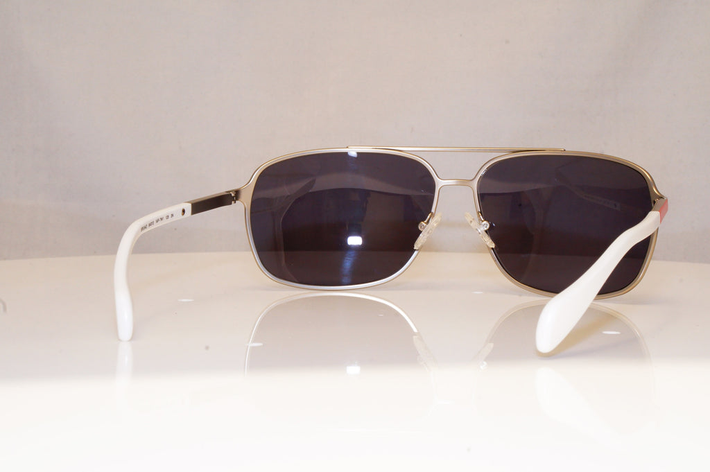 PRADA Mens Chrome Designer Sunglasses White Aviator SPS 540 1AP-7W1 17950
