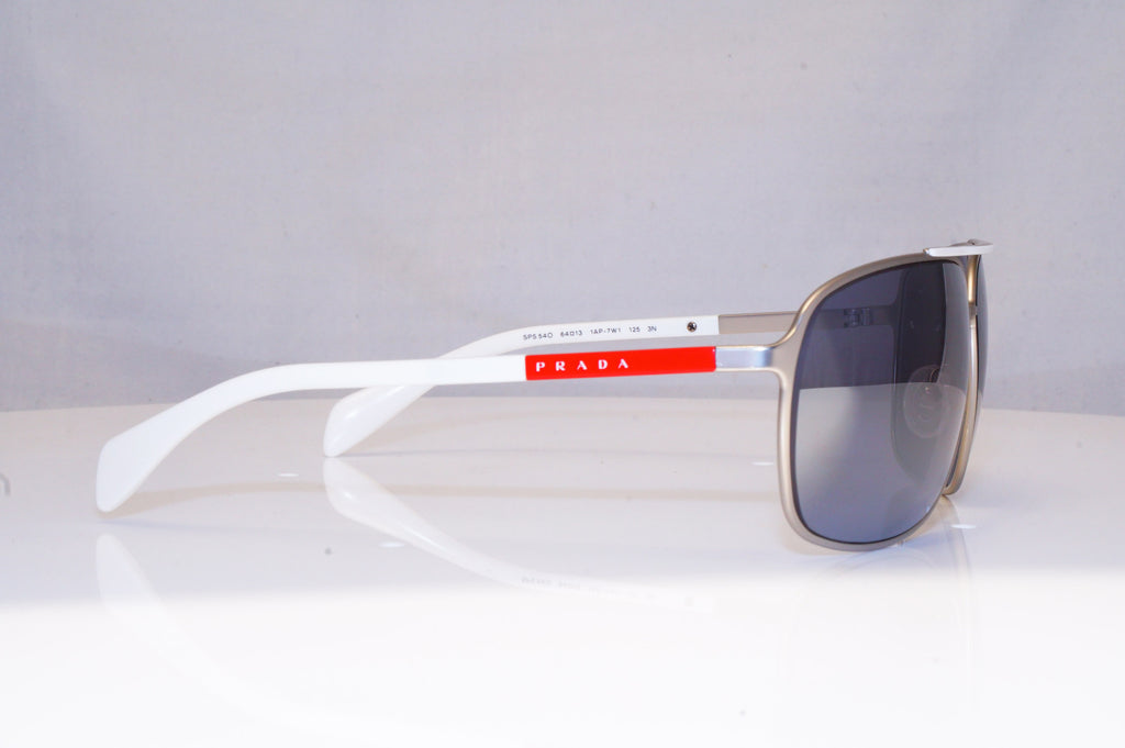 PRADA Mens Chrome Designer Sunglasses White Aviator SPS 540 1AP-7W1 17950