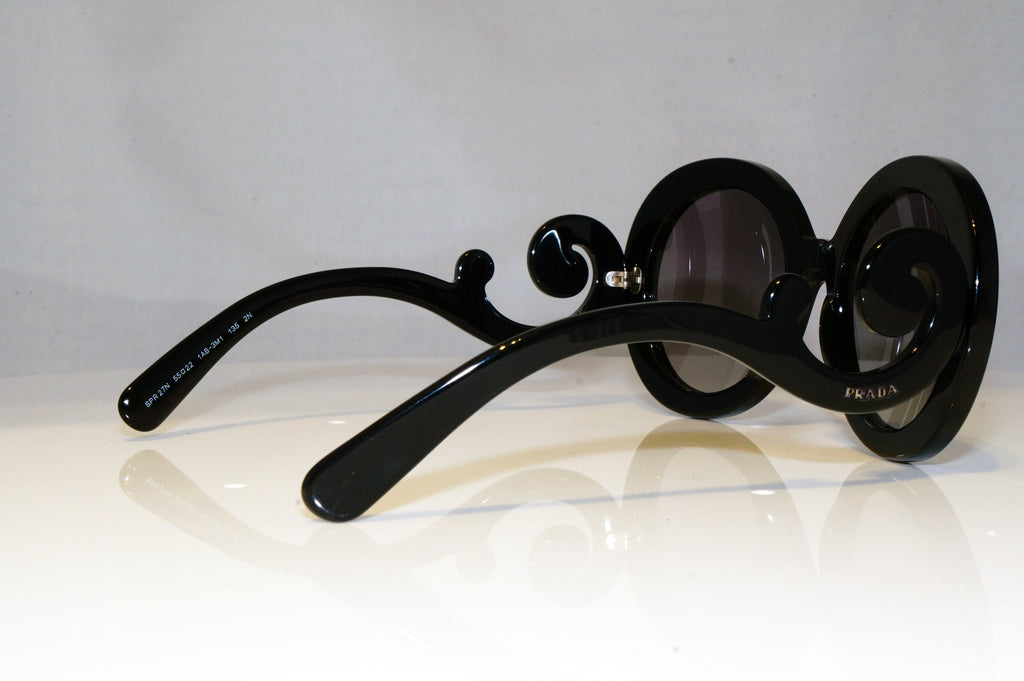 PRADA Womens Baroque Designer Sunglasses Black Round SPR 27N 1AB-3M1 17134
