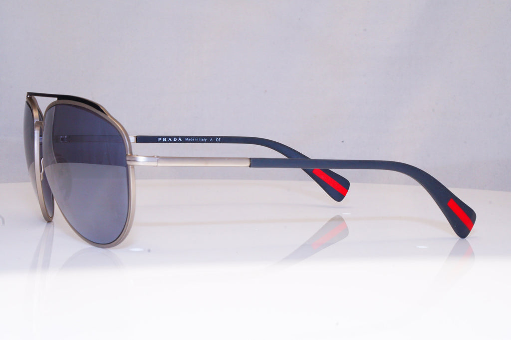 PRADA Mens Mirror Designer Sunglasses Silver Aviator SPS 55R QFP-5Q0 18048