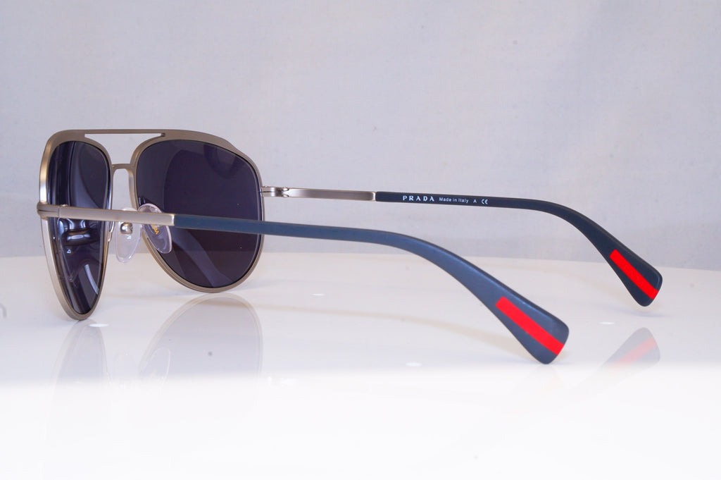 PRADA Mens Mirror Designer Sunglasses Silver Aviator SPS 55R QFP-5Q0 18048
