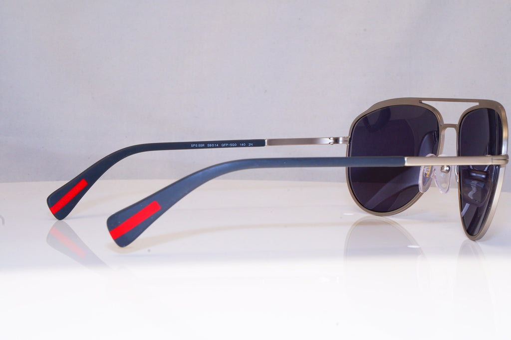 PRADA Mens Mirror Designer Sunglasses Silver Aviator SPS 55R QFP-5Q0 18048