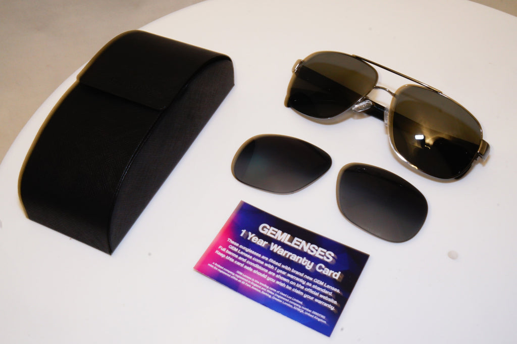 PRADA Mens Polarized Designer Sunglasses Black Aviator SPR 52P 5AV-5W1 18009