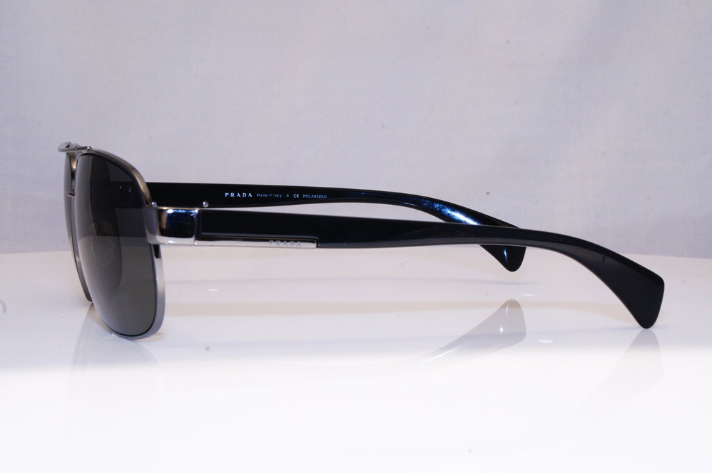 PRADA Mens Polarized Designer Sunglasses Black Aviator SPR 52P 5AV-5W1 18009