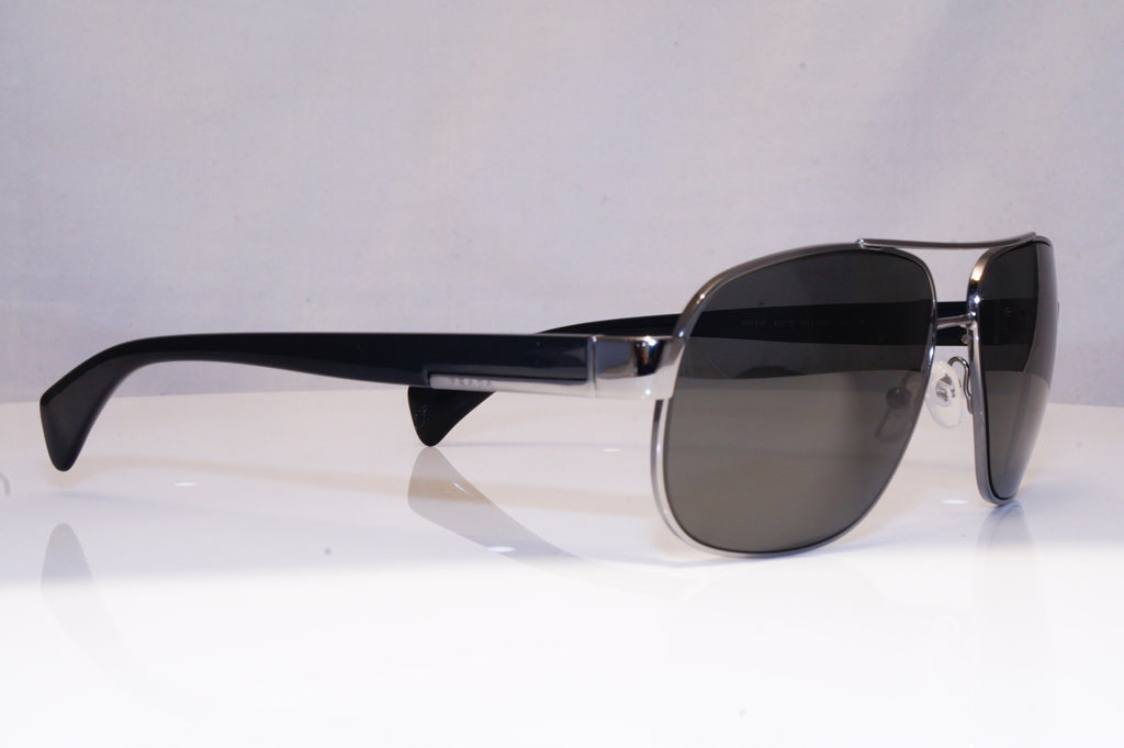 PRADA Mens Polarized Designer Sunglasses Black Aviator SPR 52P 5AV-5W1 18009