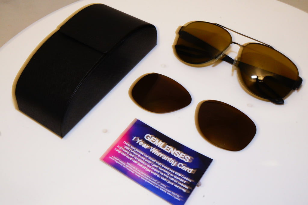 PRADA Mens Polarized Designer Sunglasses Black Aviator SPS 58Q DGO-5Y1 18032