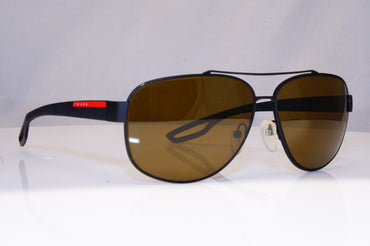 PRADA Mens Polarized Designer Sunglasses Black Aviator SPS 58Q DGO-5Y1 18032