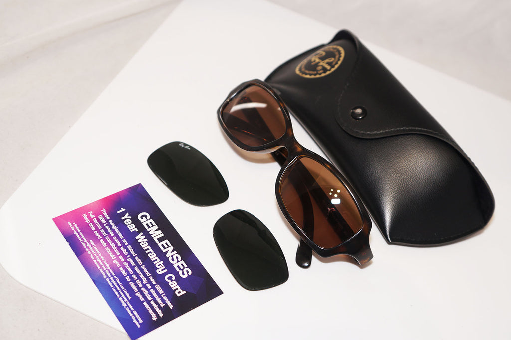 RAY-BAN Vintage Womens Designer Sunglasses Brown Rectangle RB 2130 902 14531
