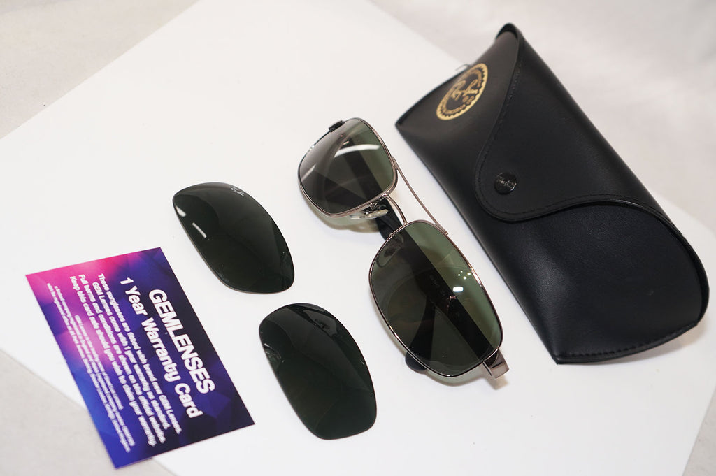 RAY-BAN Mens Designer Sunglasses Silver Wrap RB 3445 004 14419