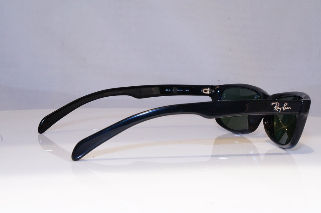 RAY-BAN Mens Vintage 1990 Designer Sunglasses Black Rectangle RB 2117 901 19292