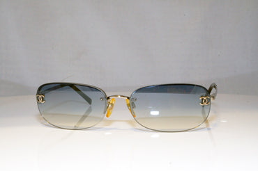 CHANEL Womens Vintage Designer Sunglasses Silver Oval 4099 124/7B 17093