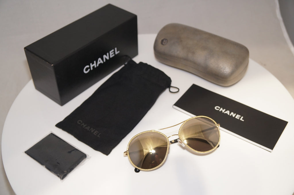 CHANEL Womens Mirror Boxed Designer Sunglasses Gold GLITTER 4228 125/5A 20131