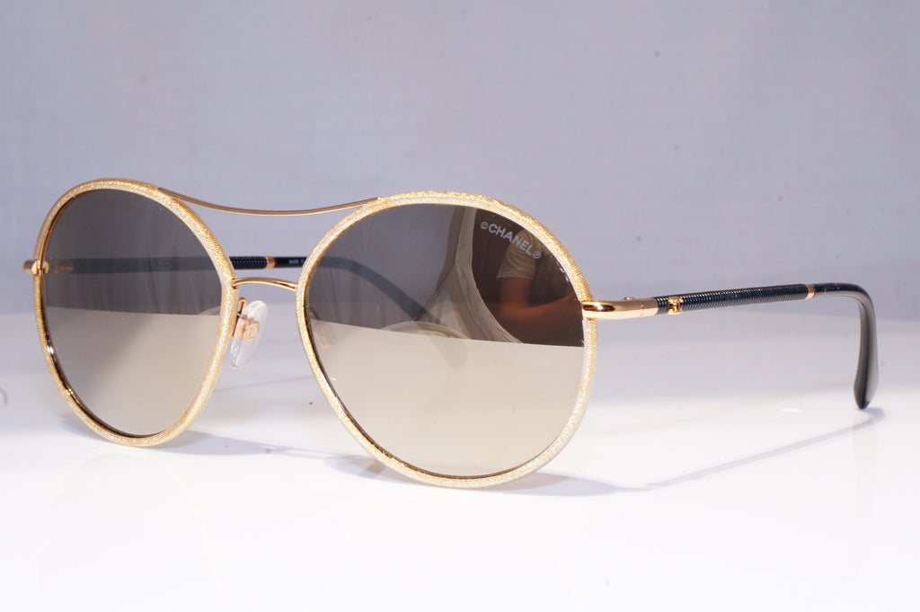 CHANEL Womens Mirror Boxed Designer Sunglasses Gold GLITTER 4228 125/5A 20131