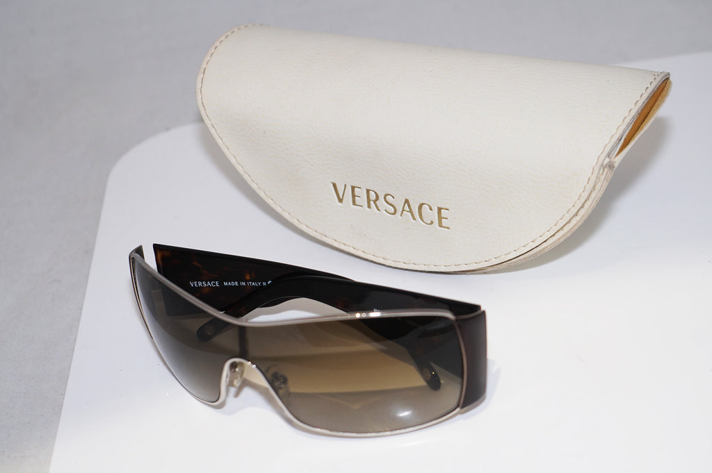 VERSACE Womens Designer Crystal Sunglasses Brown Shield MOD 2081 1000 13 14420