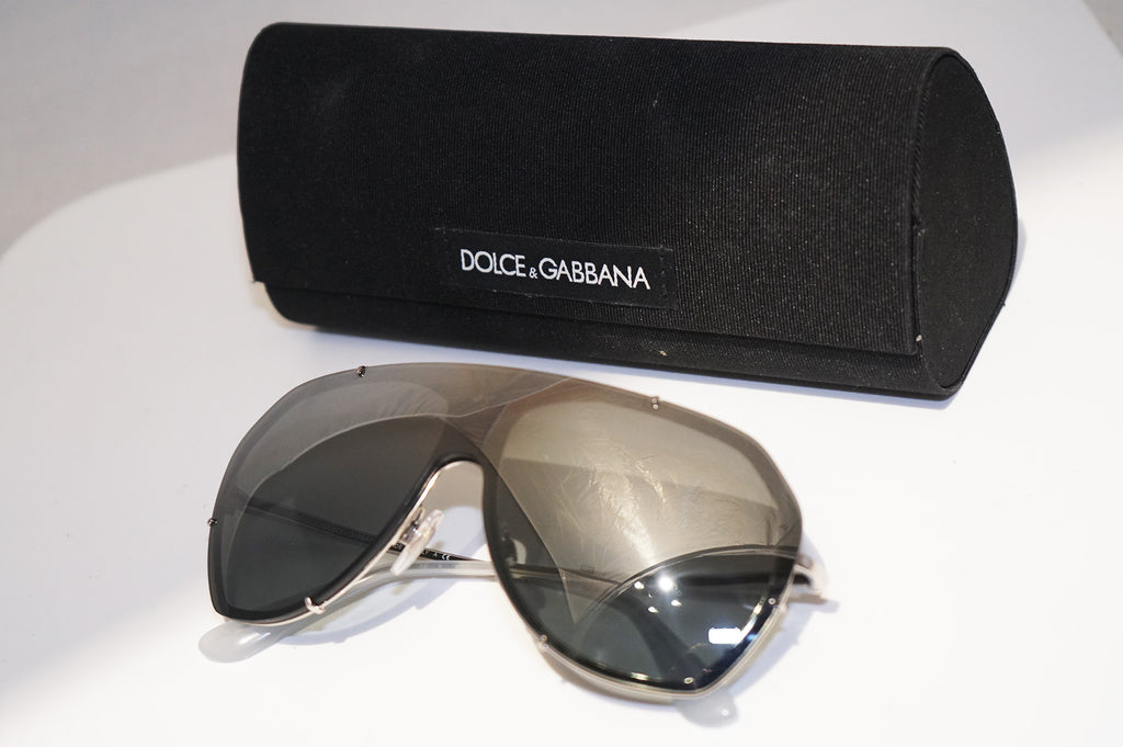 DOLCE & GABBANA Mens Designer Mirror Sunglasses Silver Shield DG 2162 0588 14464