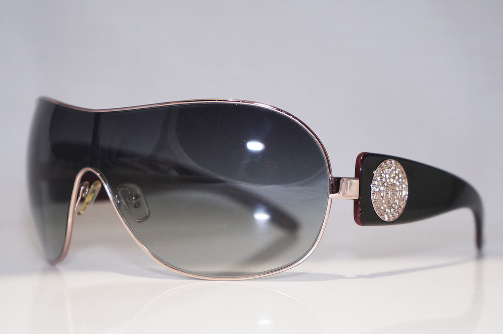 VERSACE Mens Unisex Designer Crystal Sunglasses Gold Shield 2061 1025 8G 14540