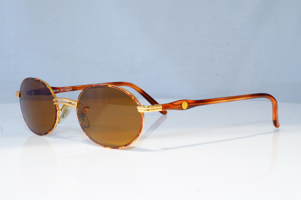 RAY-BAN Mens Womens Vintage 1990 Designer Sunglasses Gold Oval W2543 BRN 20130