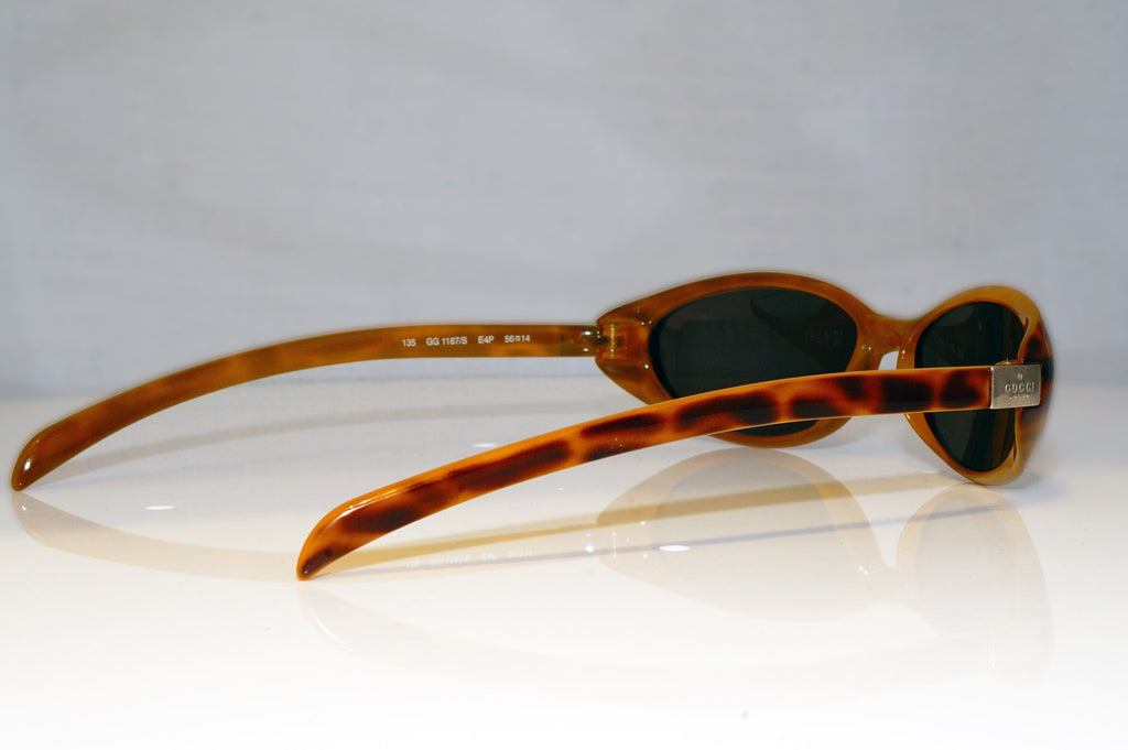 GUCCI Mens Unisex Vintage Designer Sunglasses Brown Rectangle GG 1187 E4P 17343