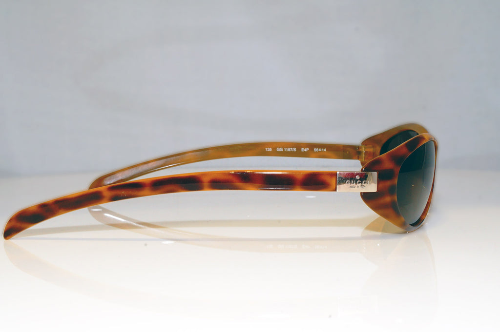 GUCCI Mens Unisex Vintage Designer Sunglasses Brown Rectangle GG 1187 E4P 17343