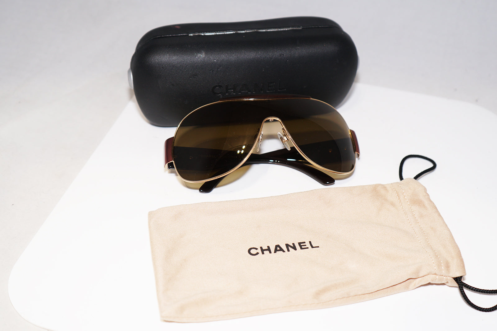 CHANEL Womens Designer Sunglasses Brown Shield 4136 C125/73 15849