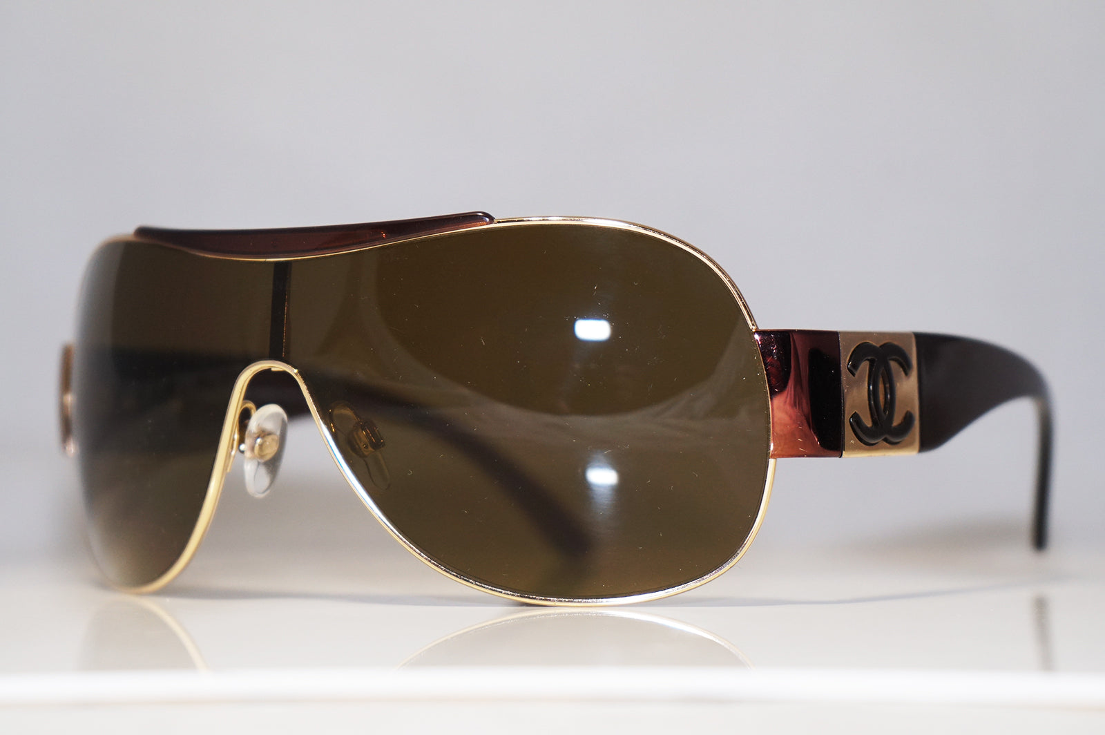 CHANEL Womens Designer Sunglasses Brown Shield 4136 C125/73 15849