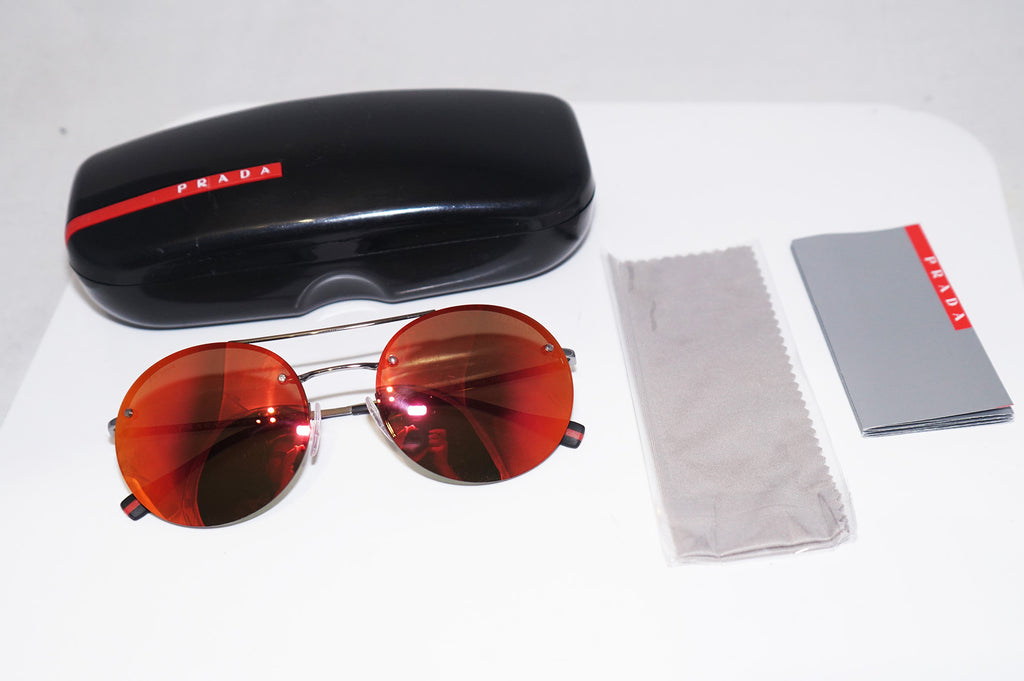 PRADA Mens Unisex Designer Mirror Sunglasses Silver Round SPS 54R 5AV-5M0 12579