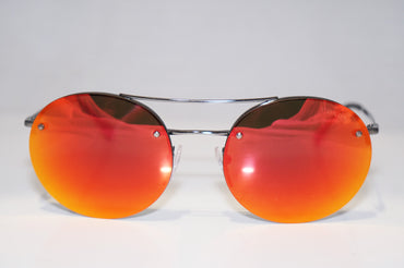 PRADA Mens Unisex Designer Mirror Sunglasses Silver Round SPS 54R 5AV-5M0 12579