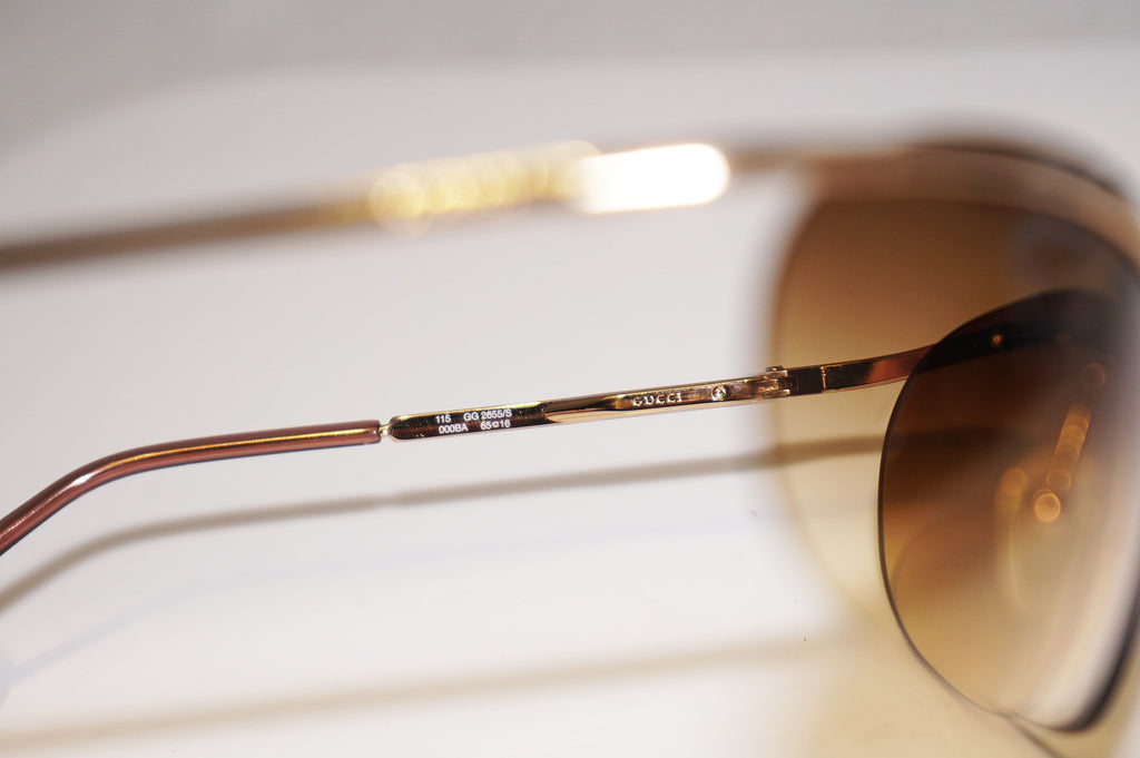 GUCCI Vintage Mens Unisex Designer Sunglasses Gold Oval GG 2655 000BA 14606