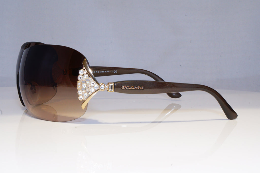 BVLGARI Mens Diamante Designer Sunglasses Brown Shield 6061-B 278/13 18390
