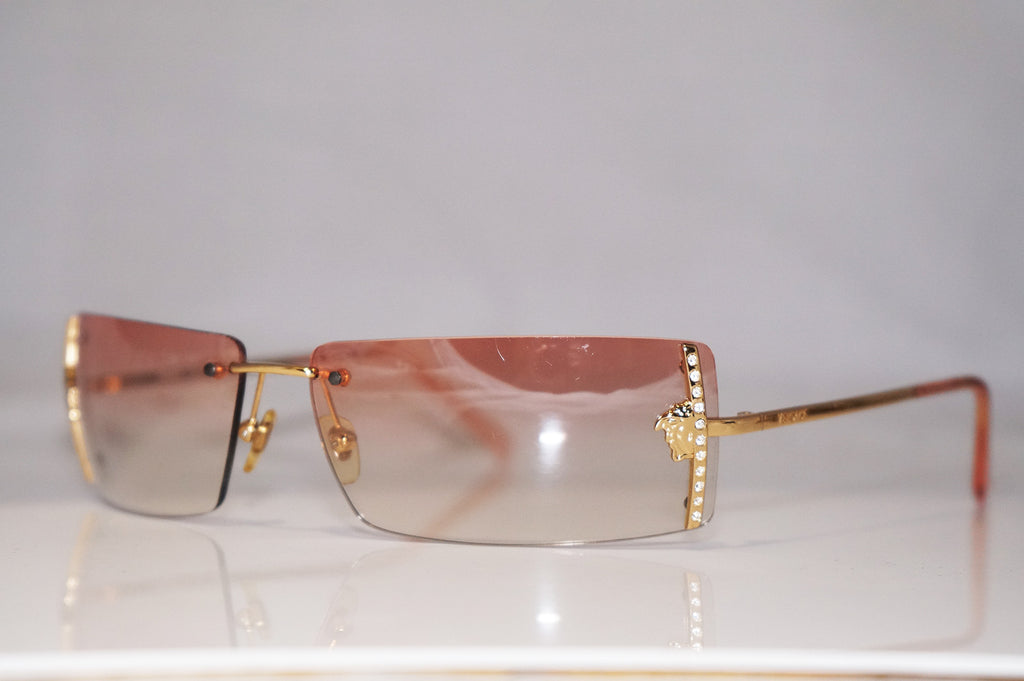 VERSACE Womens Designer Crystal Sunglasses Gold Rectangle MOD N29 N30/536 14740